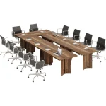 Rustic 12 Seat Wood Conference Table Set 5