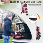 3 Wheel Foldable Pet Stroller with Basket 6