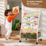 Montessori Kids Bookcase with Wheels Storage 4