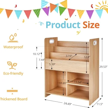 3 Tier Kids Bookcase Storage Shelf 2