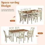 Farmhouse 7-Piece Wood Dining Set with Chairs 6