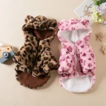 Leopard Fleece Dog Hoodie Coat 1