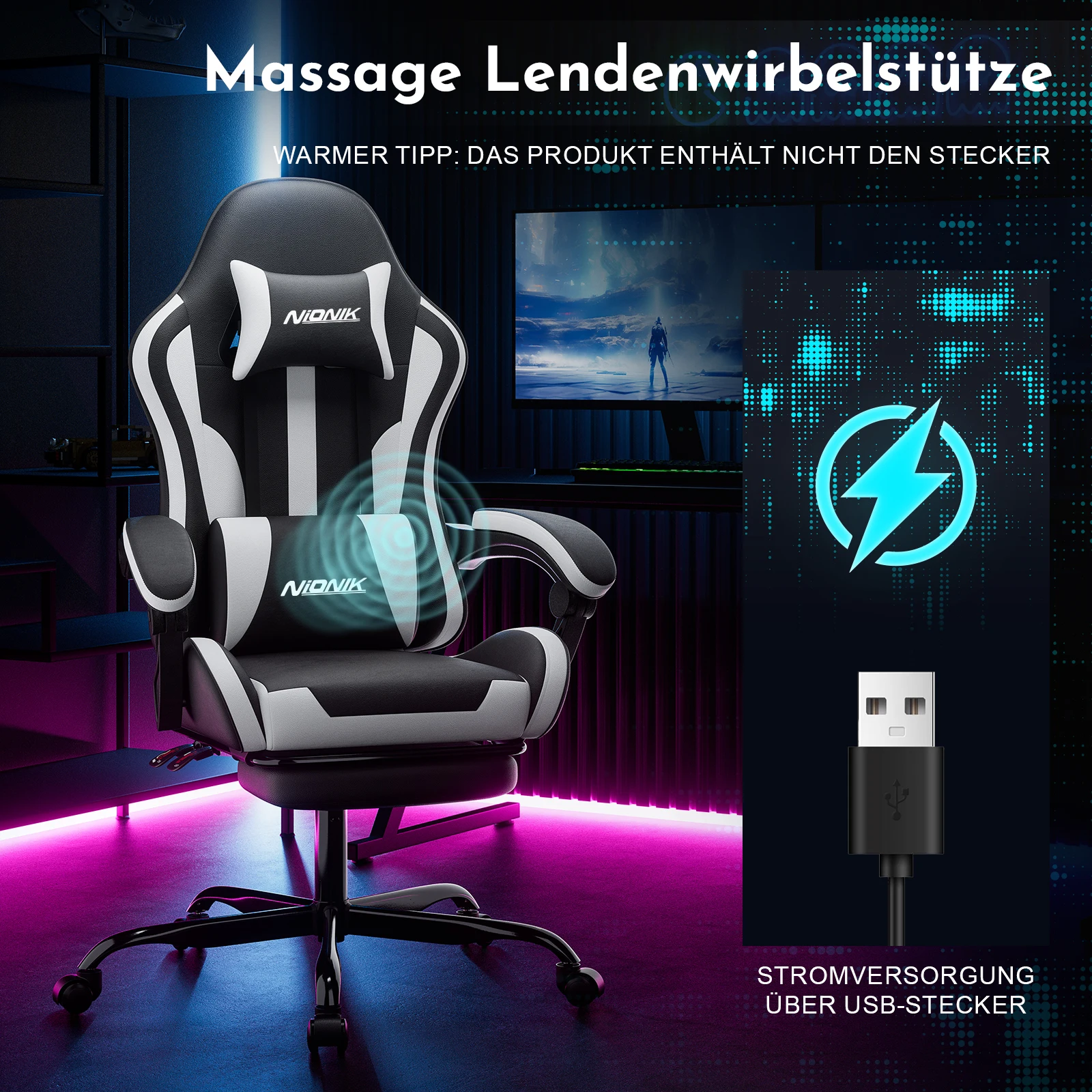 Ergonomic Massage Gaming Chair Footrest 3 Ergonomic Massage Gaming Chair Footrest 3
