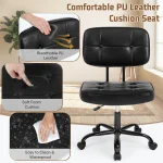 Armless PU Leather Swivel Office Gaming Chair 2