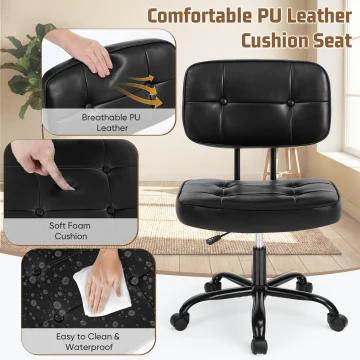 Armless PU Leather Swivel Office Gaming Chair 2