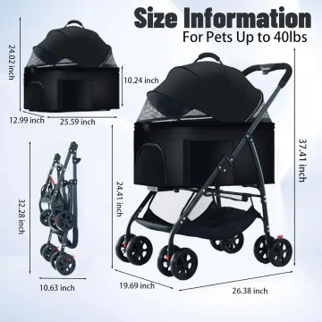 3-in-1 Pet Stroller Wagon with Carrier 55lb 2