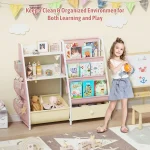 Kids Sling Bookshelf with Toy Organizer 4