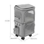 Grey Double Pet Rolling Carrier with Wheels 4