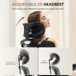 Ergonomic High-Back Mesh Chair Adjustable Headrest Lumbar Support 360° Swivel Rolling Computer Gaming Chairs for Home Office 4