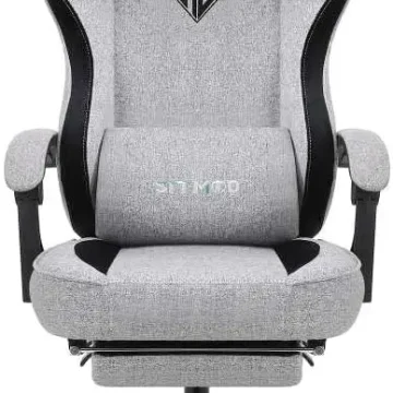 Fabric Gaming Chair with Footrest and Support 1