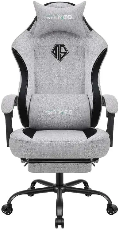 Fabric Gaming Chair with Footrest and Support 1 Fabric Gaming Chair with Footrest and Support 1