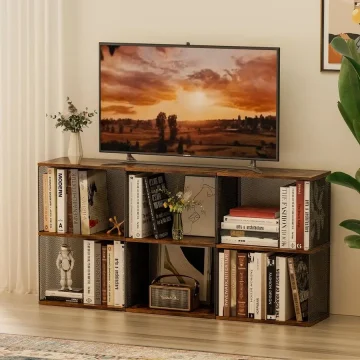 2 Tier Stackable Cube Bookshelf Black 2