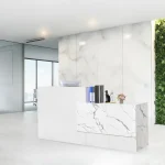White Lockable Reception Desk with Keyboard Tray 1