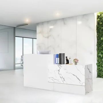 White Lockable Reception Desk with Keyboard Tray 1