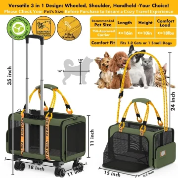Expandable Wheeled Pet Carrier TSA 18x11x11 2