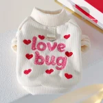 Heart Embroidered Dog Sweater with Leash Ring 4