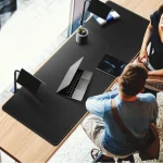 59x27.5 Leather Desk Mat Waterproof Black 3