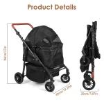 Foldable Pet Stroller with Weather Cover 6