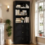 80-Inch Arched Bookcase with 3 Drawers 1