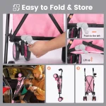 4-Wheel Pet Stroller with Brakes and Storage 5