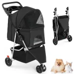 3-Wheel Pet Stroller Foldable Mesh Canopy 1