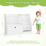 Kids Wooden Bookshelf Storage Organizer 2