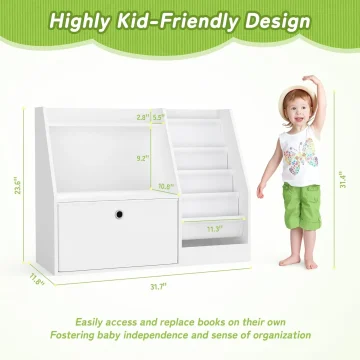 Kids Wooden Bookshelf Storage Organizer 2