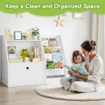 Kids Wooden Bookshelf Storage Organizer 5