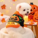 Pet Halloween Pumpkin Ghost Knit Sweater 3