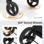 Foldable Dog Stroller with Ramp and Brakes 4