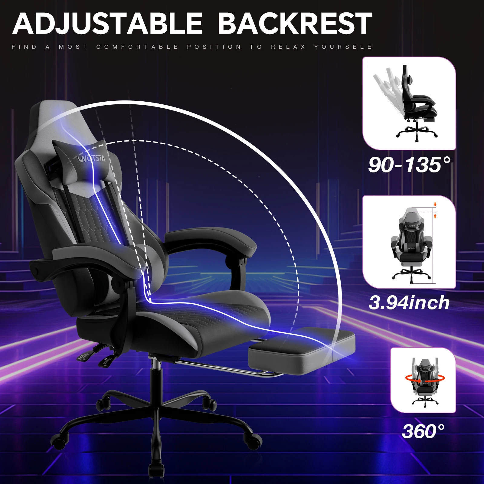 PVC Gaming Chair with Footrest and Lumbar 3 PVC Gaming Chair with Footrest and Lumbar 3