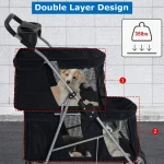4 Wheel Folding Pet Stroller for Dogs Cats 2
