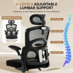 Ergonomic High-Back Mesh Chair Adjustable Headrest Lumbar Support 360° Swivel Rolling Computer Gaming Chairs for Home Office 3