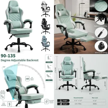 Big and Tall Fabric Gaming Chair Footrest 1