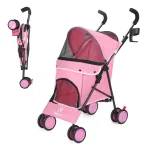 4-Wheel Pet Stroller with Brakes and Storage 1