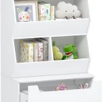 White Kids Toy Storage Shelf with Drawer 1