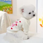 Heart Embroidered Dog Sweater with Leash Ring 3