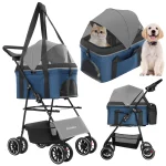 3-in-1 Foldable Pet Stroller with Carrier 6