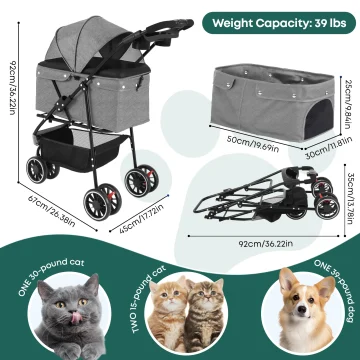 Double Compartment Cat Rolling Carrier with Wheels 2