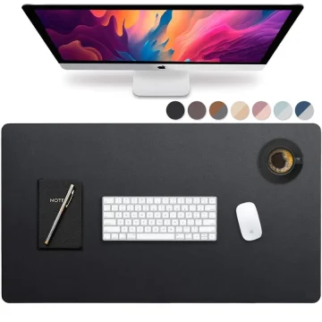 36x20 Waterproof PU Desk Pad Black 1