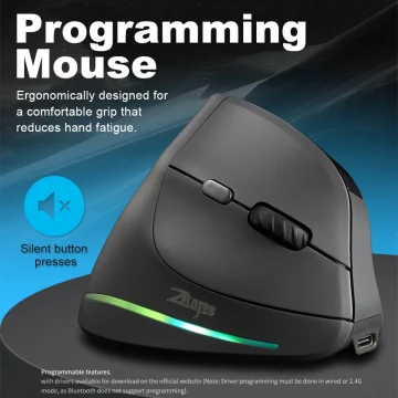 Rechargeable Tri-Mode Vertical Mouse 7 Button 2