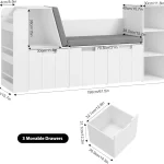 Kids Reading Nook Bookshelf Bench with Drawers 2