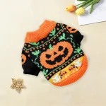 Pet Halloween Pumpkin Ghost Knit Sweater 1