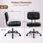 Armless PU Leather Swivel Office Gaming Chair 6