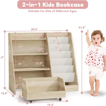 Kids 4 Tier Bookshelf Toy Storage Organizer 2