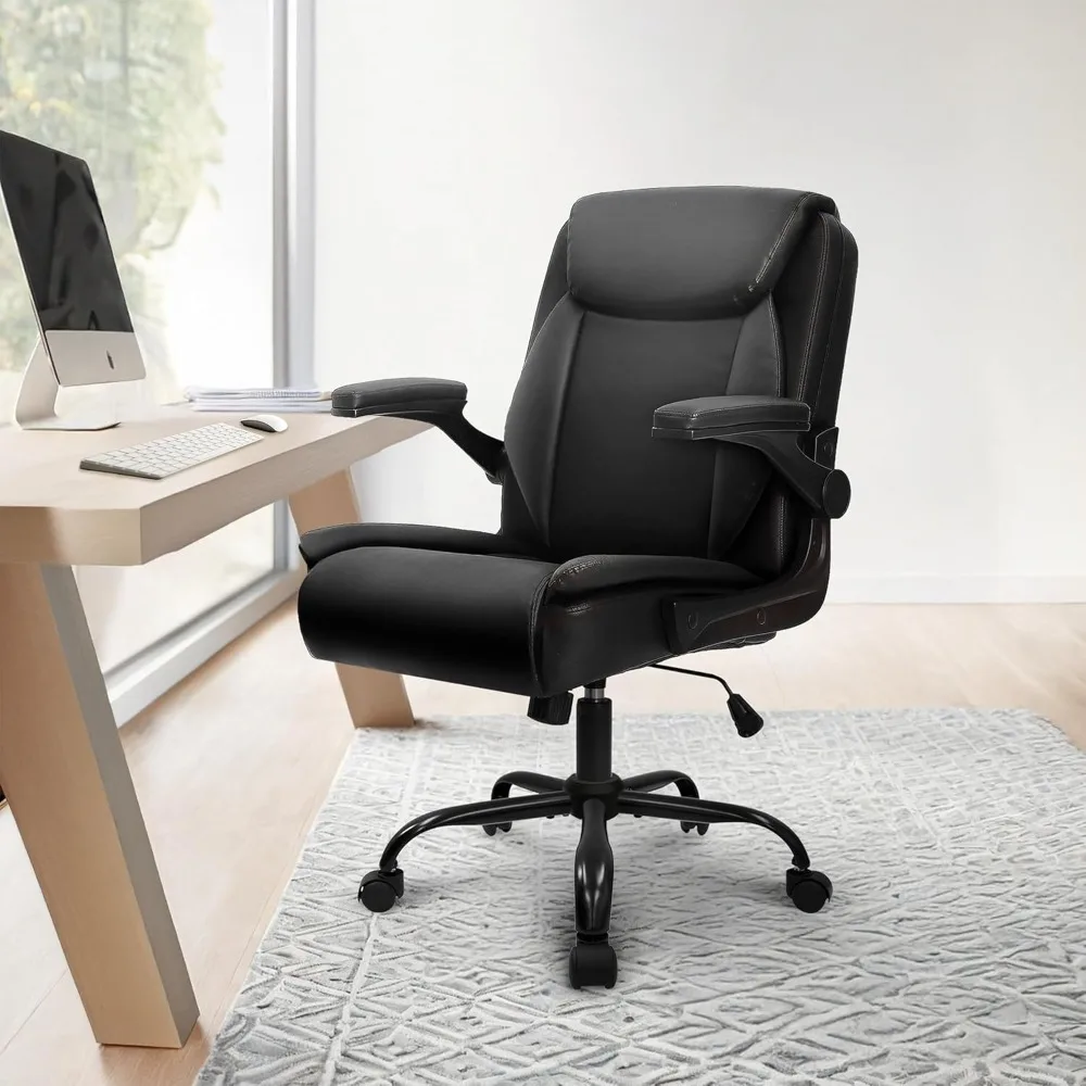 Ergonomic Mid-Back Leather Office Chair with Adjustable Armrests and Wheels for Computer Desk and Gaming 2 Ergonomic Mid-Back Leather Office Chair with Adjustable Armrests and Wheels for Computer Desk and Gaming 2
