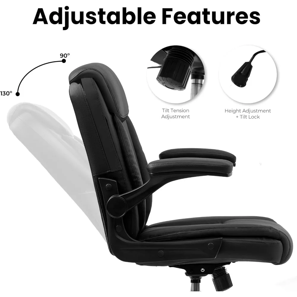 Ergonomic Mid-Back Leather Office Chair with Adjustable Armrests and Wheels for Computer Desk and Gaming 6 Ergonomic Mid-Back Leather Office Chair with Adjustable Armrests and Wheels for Computer Desk and Gaming 6