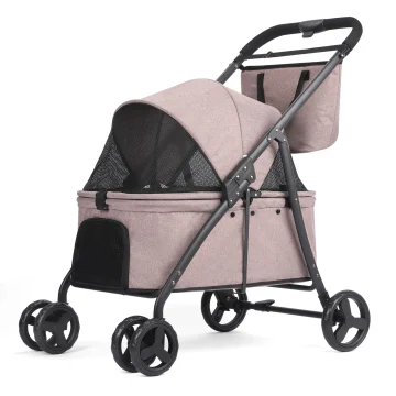 Foldable 4-Wheel Pet Stroller with Storage Bag 1
