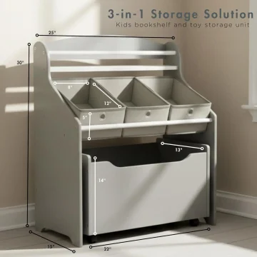 Kids Bookshelf Toy Organizer with Storage 2