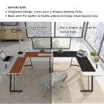 L Shape Corner Desk Mat 43.3-inch PU Leather 3